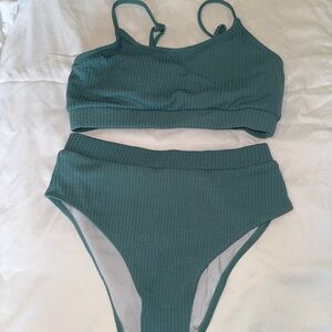 Teal Textured Bikini Set